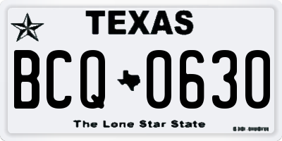 TX license plate BCQ0630