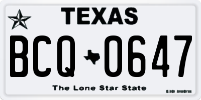 TX license plate BCQ0647