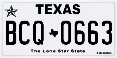 TX license plate BCQ0663