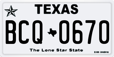 TX license plate BCQ0670