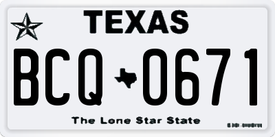 TX license plate BCQ0671