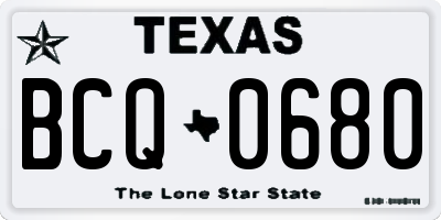 TX license plate BCQ0680