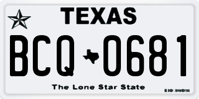 TX license plate BCQ0681