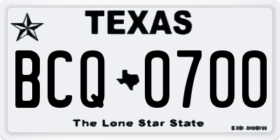TX license plate BCQ0700