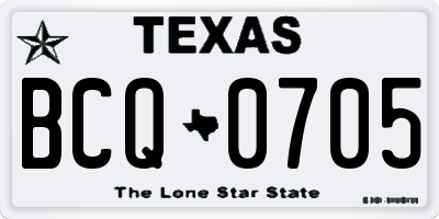 TX license plate BCQ0705