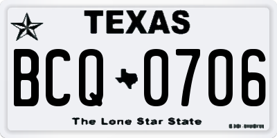 TX license plate BCQ0706