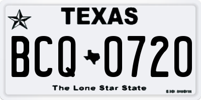 TX license plate BCQ0720