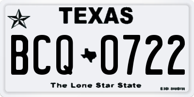 TX license plate BCQ0722
