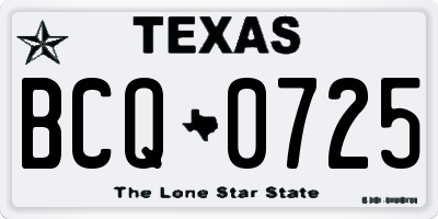 TX license plate BCQ0725