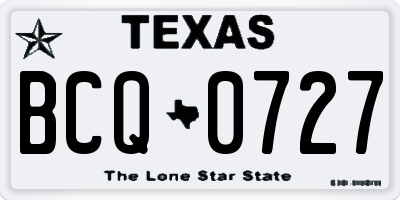 TX license plate BCQ0727