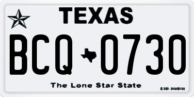 TX license plate BCQ0730