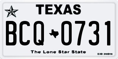 TX license plate BCQ0731