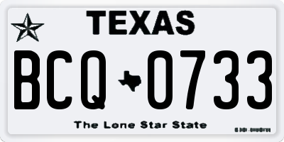 TX license plate BCQ0733