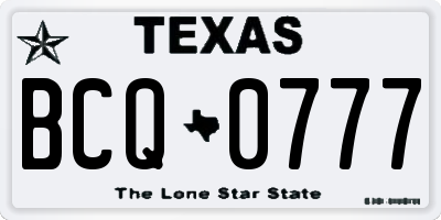 TX license plate BCQ0777