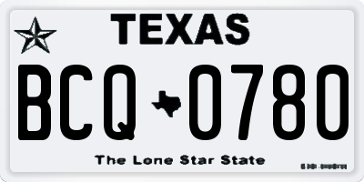 TX license plate BCQ0780