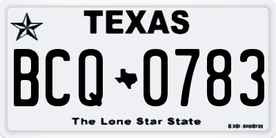 TX license plate BCQ0783