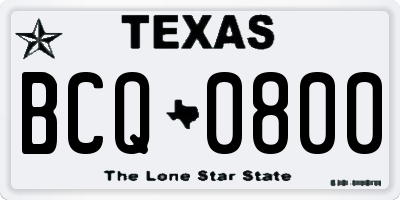 TX license plate BCQ0800