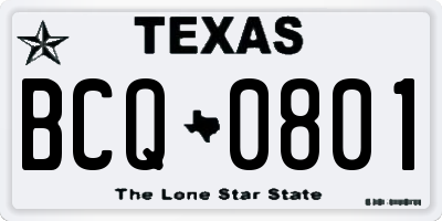 TX license plate BCQ0801