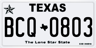 TX license plate BCQ0803