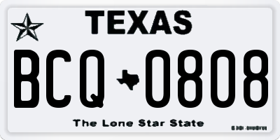 TX license plate BCQ0808