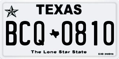 TX license plate BCQ0810