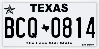 TX license plate BCQ0814