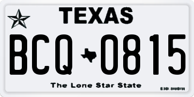 TX license plate BCQ0815