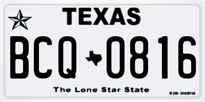 TX license plate BCQ0816