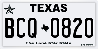 TX license plate BCQ0820