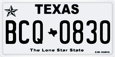 TX license plate BCQ0830