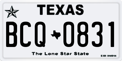 TX license plate BCQ0831