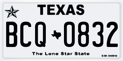 TX license plate BCQ0832