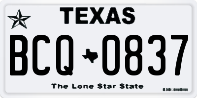 TX license plate BCQ0837