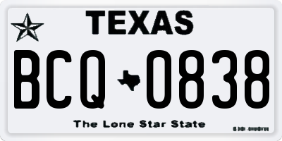 TX license plate BCQ0838