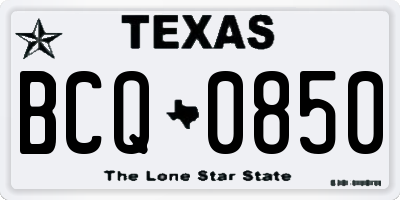TX license plate BCQ0850