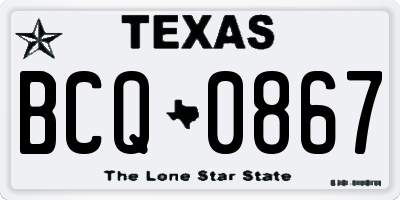 TX license plate BCQ0867