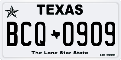 TX license plate BCQ0909