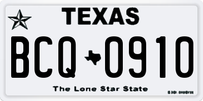 TX license plate BCQ0910