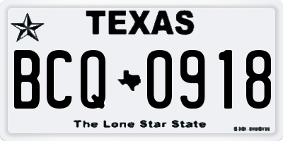 TX license plate BCQ0918