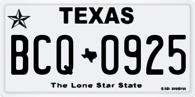 TX license plate BCQ0925