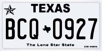 TX license plate BCQ0927