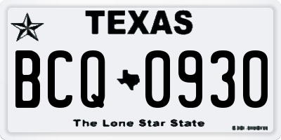 TX license plate BCQ0930