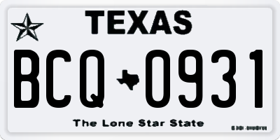 TX license plate BCQ0931