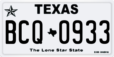 TX license plate BCQ0933