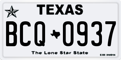 TX license plate BCQ0937