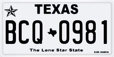 TX license plate BCQ0981