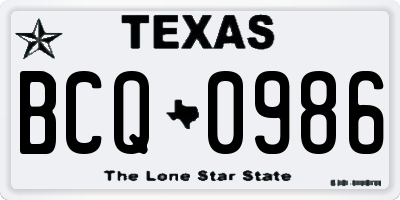 TX license plate BCQ0986