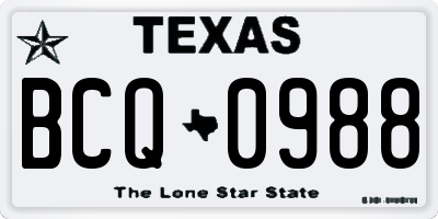 TX license plate BCQ0988
