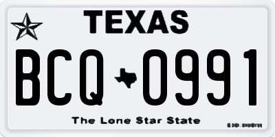 TX license plate BCQ0991