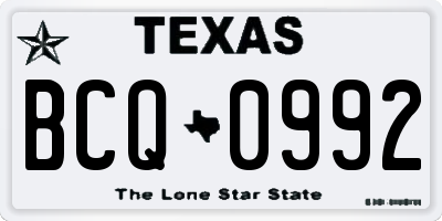 TX license plate BCQ0992